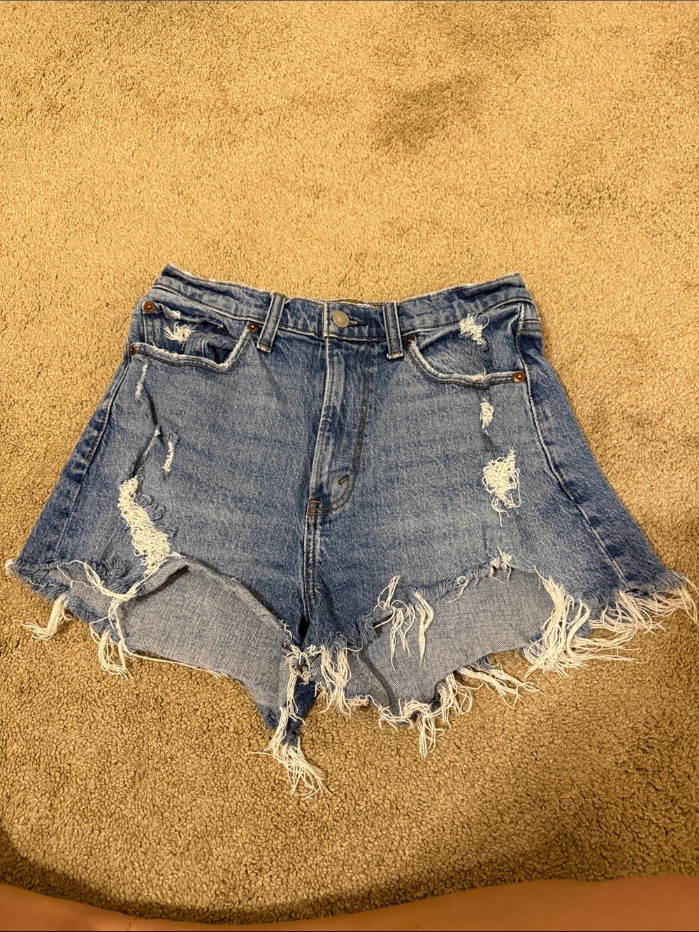 Abercrombie & Fitch Distressed Denim Cutoff Shorts - Blue - Picture 1 of 2